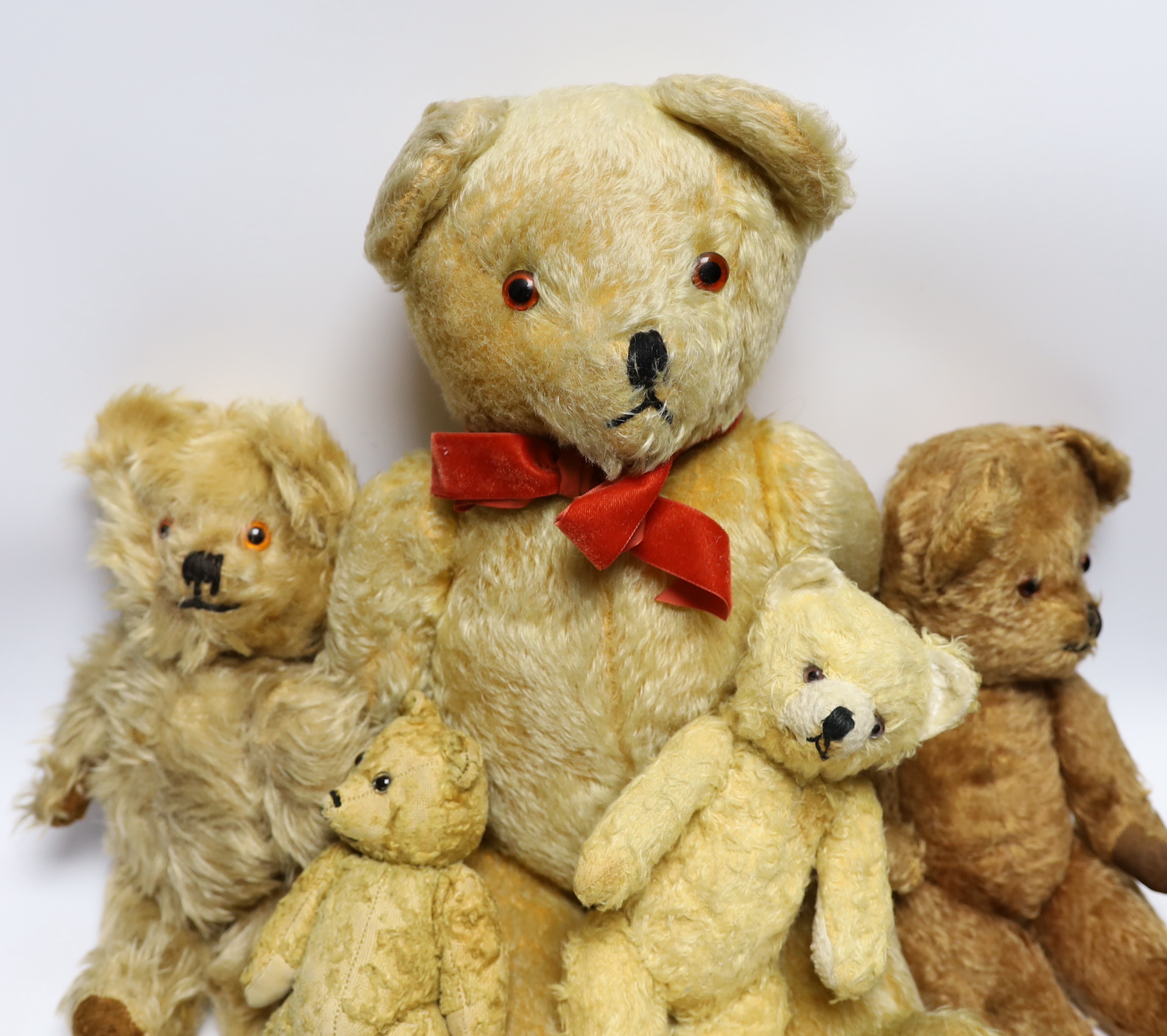 A Terry's bear, c.1930's, 66cm, together with four small bears, in good original condition (5)